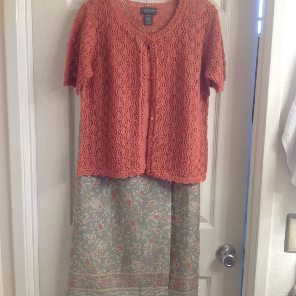 3 Pc Wrap Skirt With Crocheted Sweater Set, Small